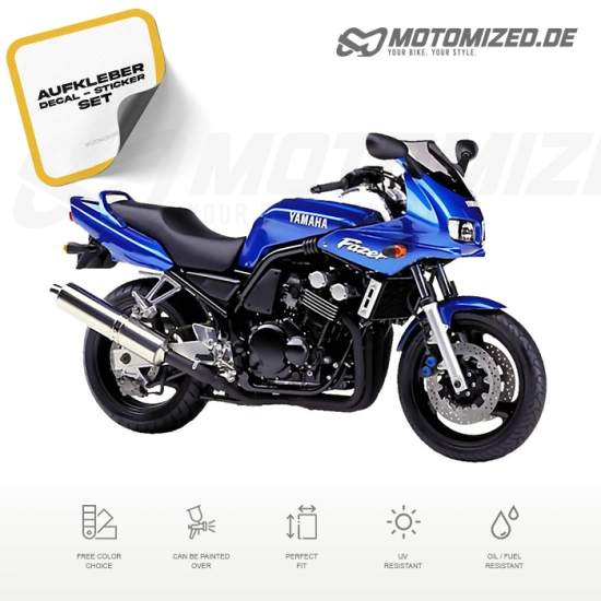 Yamaha FZS600 Fazer 2001 with Blue Motorcycle Decals