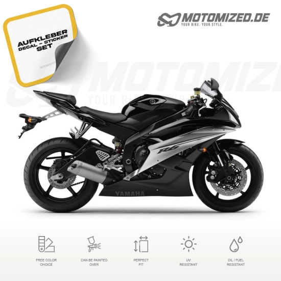 Yamaha YZF-R6 RJ11 2007 in schwarz mit Aufkleber-Dekor