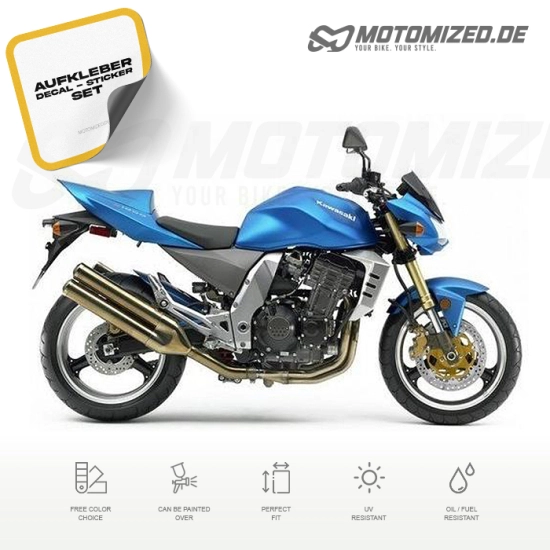 Kawasaki Z1000 2005 with Blue Motorcycle Decals