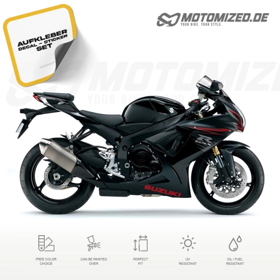 Suzuki GSX-R 750 2012 with Black/Red Motorcycle Decals