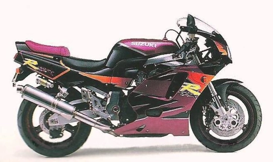 Suzuki GSX-R 750 1995 in schwarz/burgunder mit Aufkleber-Dekor