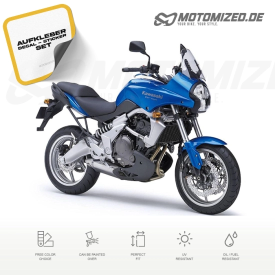 Kawasaki Versys 650 2008 in blau mit Aufkleber-Dekor