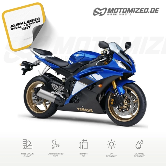 Yamaha YZF-R6 RJ15 2008 in blau mit Aufkleber-Dekor