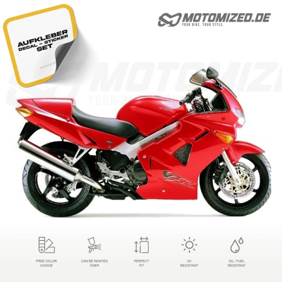 Honda VFR 800i 1998 with Red EU Motorcycle Decals