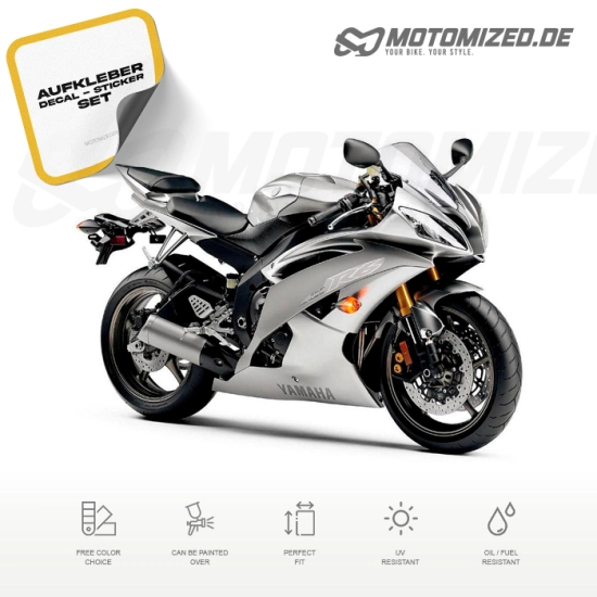 Yamaha YZF-R6 RJ15 2008 in silber mit Aufkleber-Dekor
