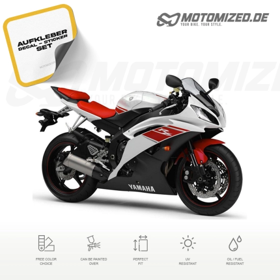Yamaha YZF-R6 RJ15 2008 in weiß/rot mit Aufkleber-Dekor