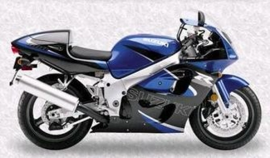 Suzuki GSX-R 600 2000 in blau/schwarz mit Aufkleber-Dekor