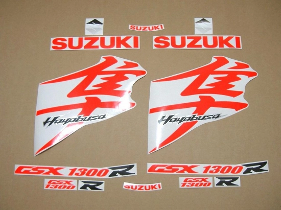Suzuki Hayabusa 2008-2019 in Fluoreszierend-Rot mit Aufkleber-Dekor