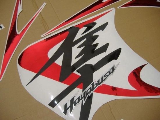 Suzuki Hayabusa GSX-1300R 2008-2015 - Silber/Chrome-Rot - Custom-Aufkleber-Dekor