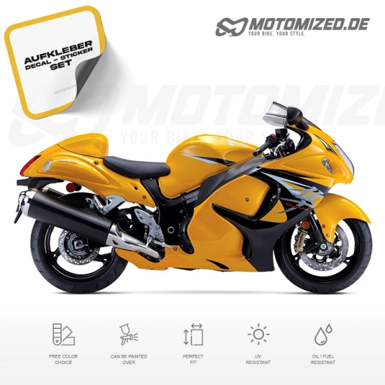Suzuki Hayabusa 2013 in gelb mit Aufkleber-Dekor