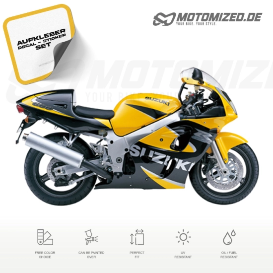Suzuki GSX-R 600 2000 with Yellow/Black Motorcycle Decals
