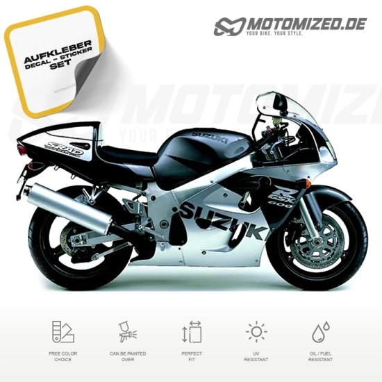 Suzuki GSX-R 600 1998 in silber mit Aufkleber-Dekor
