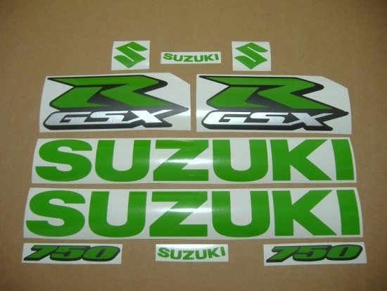Suzuki GSX-R 750 Universal with Lime-Green Motorcycle Decals