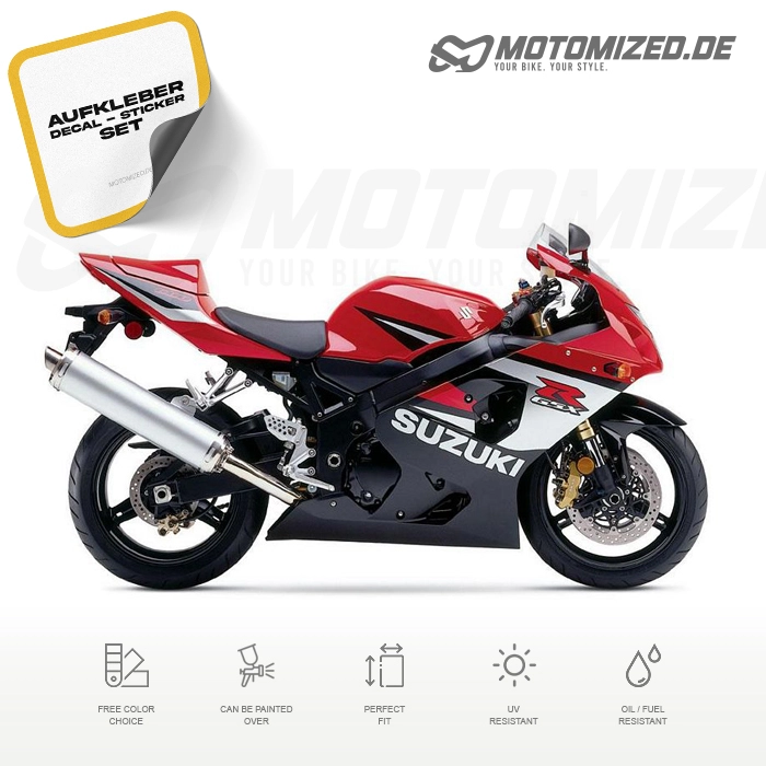 Suzuki GSX-R 600 2005 in rot/schwarz mit Aufkleber-Dekor