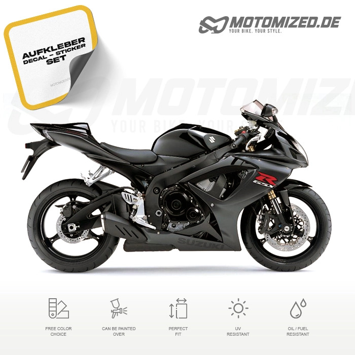 Suzuki GSX-R 600 2007 with Black Motorcycle Decals