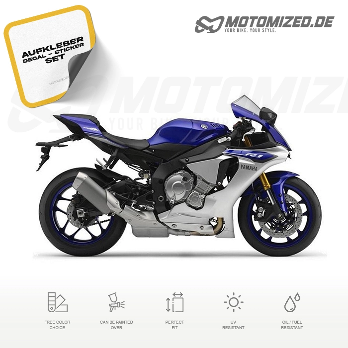 Yamaha YZF-R1 2015 with Blue/Silver Motorcycle Decals