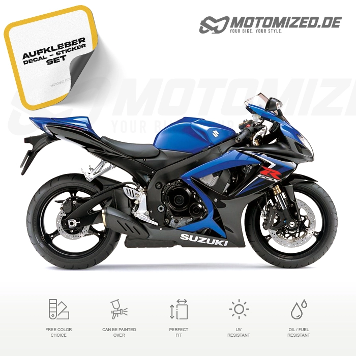 Suzuki GSX-R 600 2007 with Blue/Black Motorcycle Decals