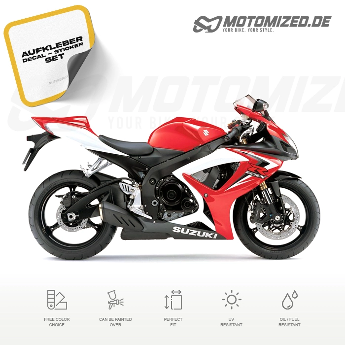 Suzuki GSX-R 600 2007 with Red/White Motorcycle Decals