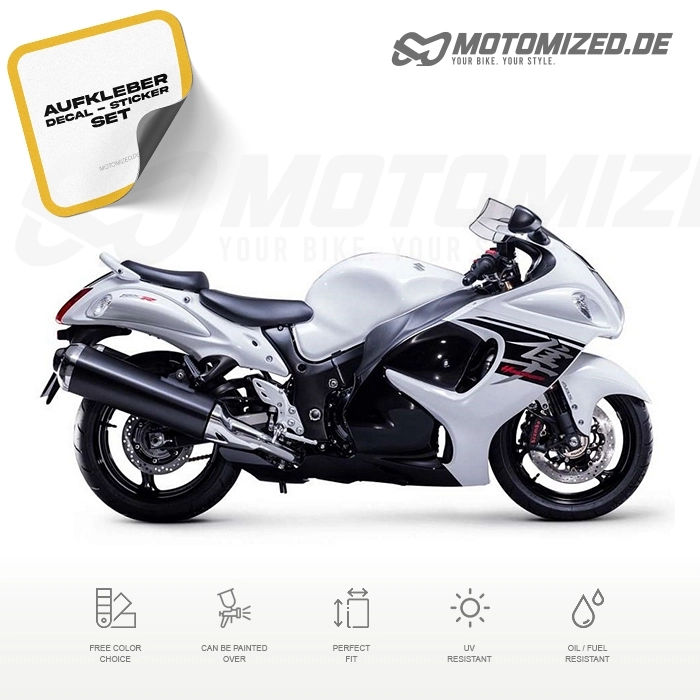 Suzuki Hayabusa 2017 in weiß/schwarz mit Aufkleber-Dekor