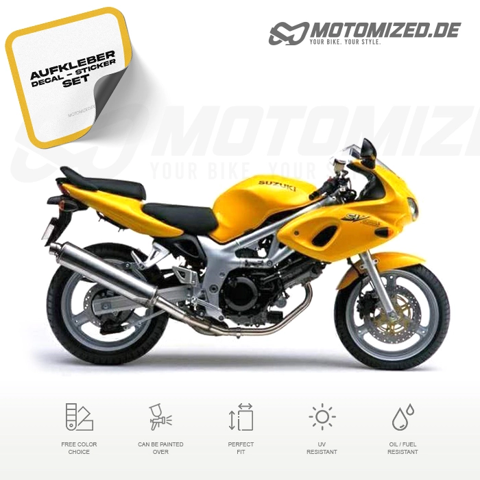 Suzuki SV 650S 2002 in gelb mit Aufkleber-Dekor