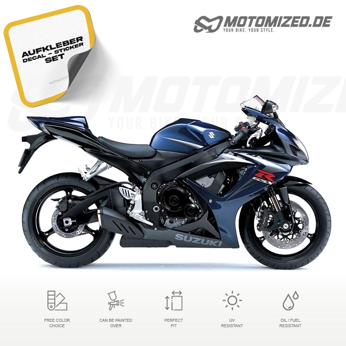 Suzuki GSX-R 750 2007 with Darkblue/Black Motorcycle Decals