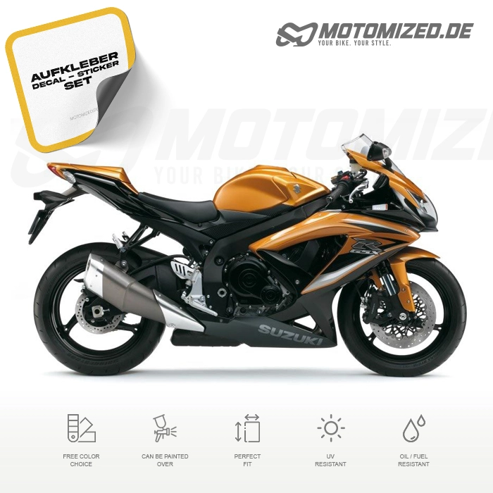 Suzuki GSX-R 750 2009 with Black/Gold Motorcycle Decals