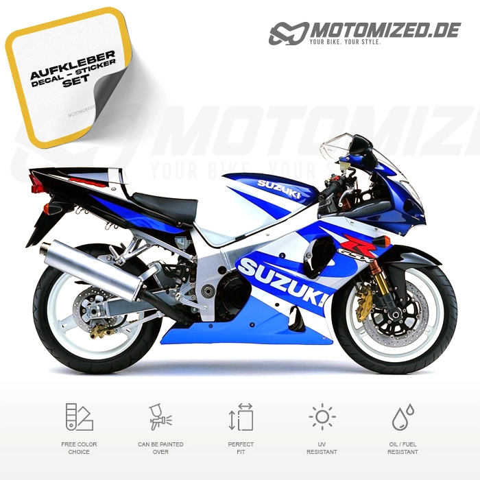 Suzuki GSX-R 1000 2001 with White/Blue Motorcycle Decals