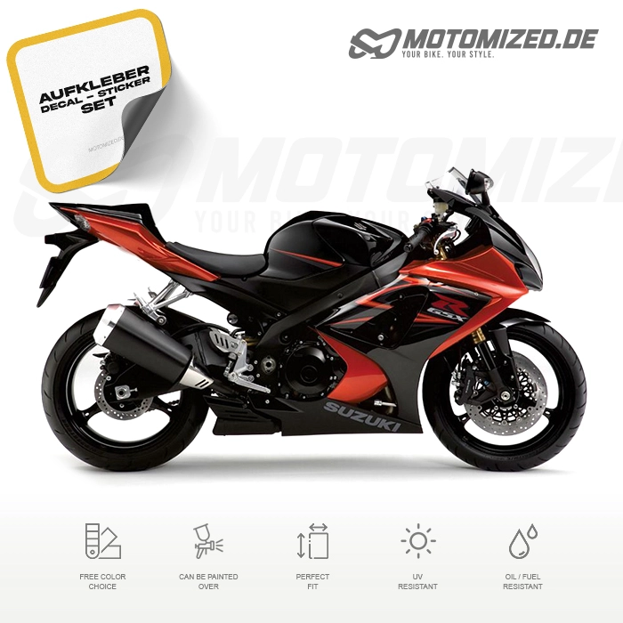 Suzuki GSX-R 1000 2007 with Orange/Black Motorcycle Decals