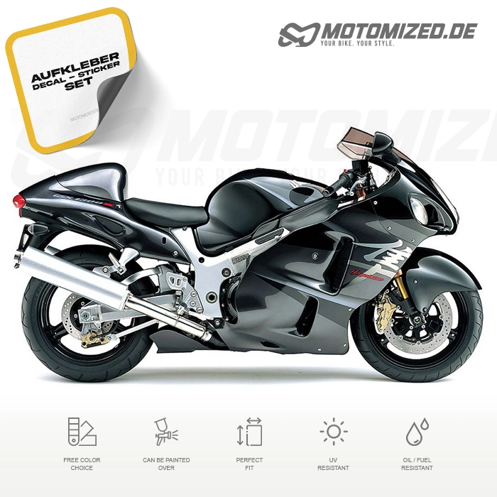 Suzuki Hayabusa 2005 in schwarz mit Aufkleber-Dekor