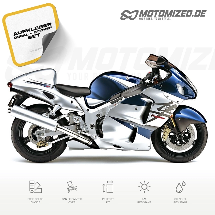 Suzuki Hayabusa 2005 in dunkelblau/silber mit Aufkleber-Dekor