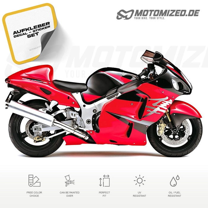 Suzuki Hayabusa 2005 in rot/schwarz mit Aufkleber-Dekor