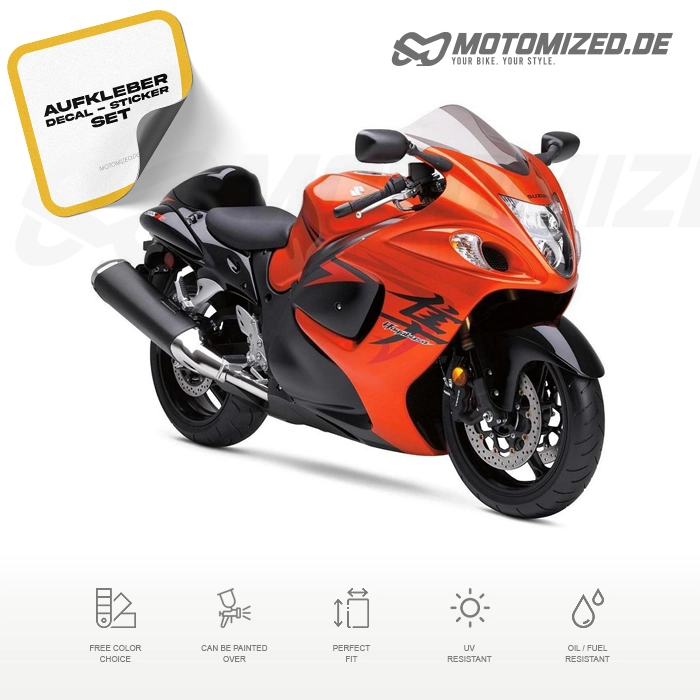 Suzuki Hayabusa 2008 with Orange/Red Motorcycle Decals