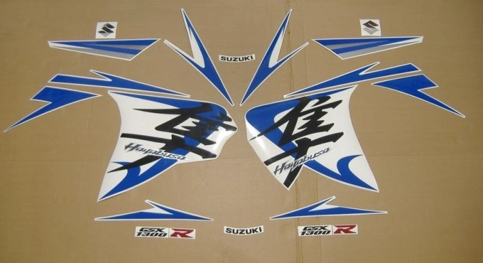 Suzuki Hayabusa 2009 - Weiß/Blau - Aufkleber-Dekor