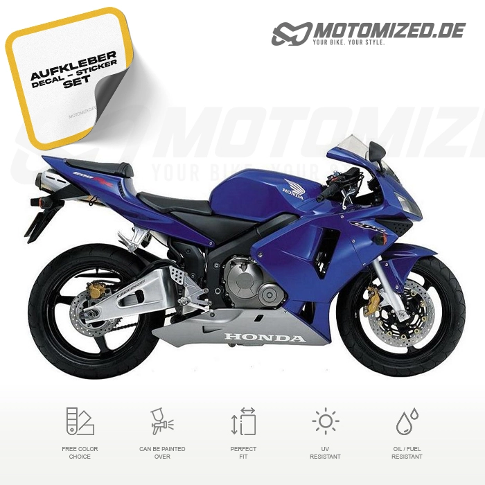 Honda CBR 600RR 2003 with Blue Motorcycle Decals