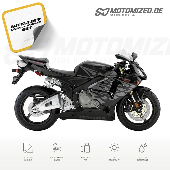 Honda CBR 600RR 2005 in Tribal Schwarz mit Aufkleber-Dekor