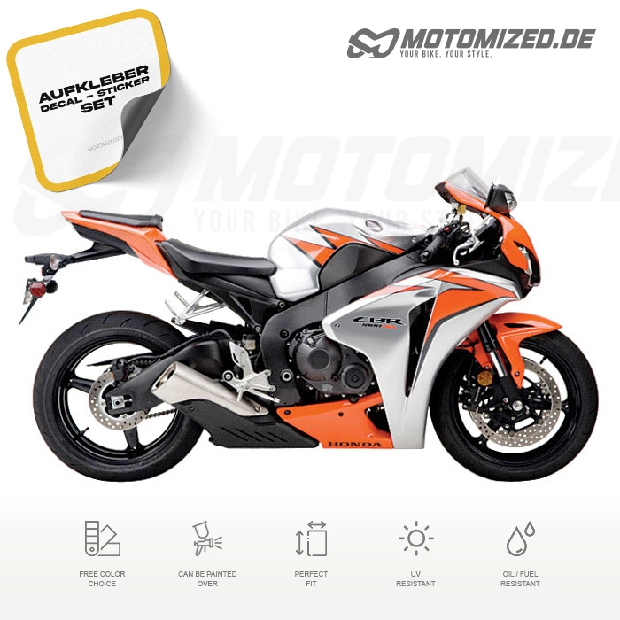 Honda CBR 1000RR 2010 in orange/silber mit Aufkleber-Dekor