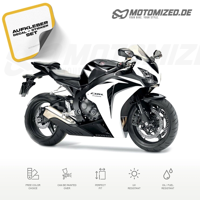 Honda CBR 1000RR 2010 in weiß/schwarz mit Aufkleber-Dekor