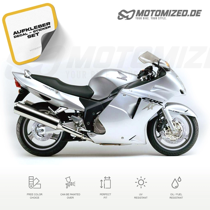 Honda CBR 1100XX 2004 in silber mit Aufkleber-Dekor