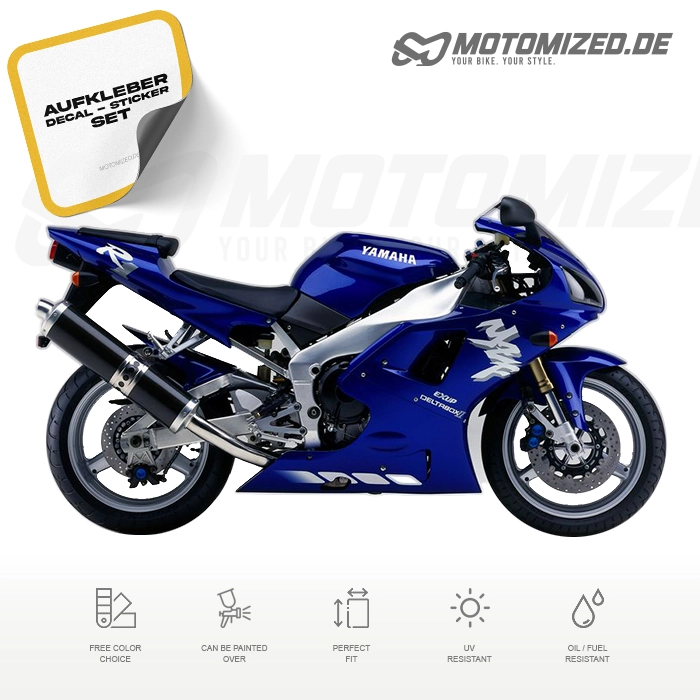 Yamaha YZF-R1 1998 with Blue Motorcycle Decals
