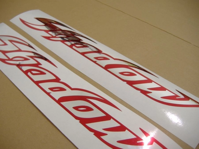 Honda Shadow with Chrome Silver/Chrome Red Replica Decal