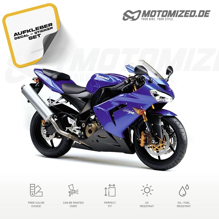 Kawasaki ZX-10R 2005 in blau mit Aufkleber-Dekor