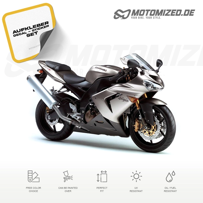 Kawasaki ZX-10R 2005 with Silver Motorcycle Decals