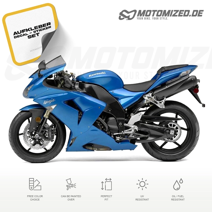 Kawasaki ZX-10R 2007 with Blue Motorcycle Decals