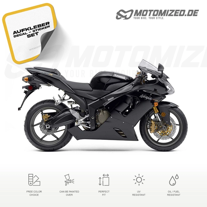 Kawasaki ZX-6R 2006 with Black Motorcycle Decals
