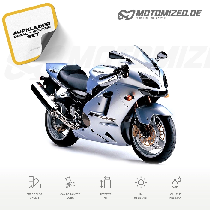 Kawasaki ZX-12R 2004 with Silver Motorcycle Decals