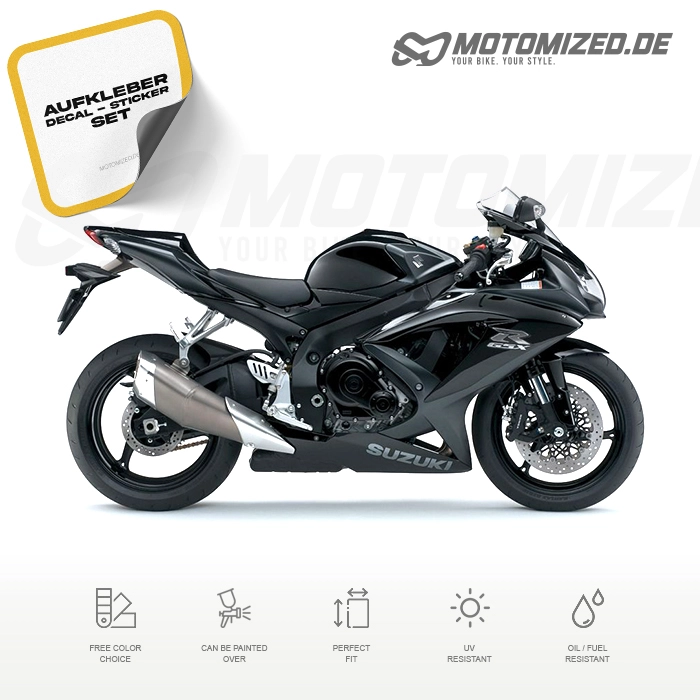 Suzuki GSX-R 750 2008 with Black Motorcycle Decals
