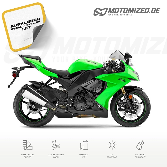 Kawasaki ZX-10R 2008 with Green Motorcycle Decals