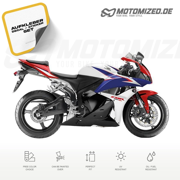 Honda CBR 600RR 2010 in weiß/blau/rot mit Aufkleber-Dekor