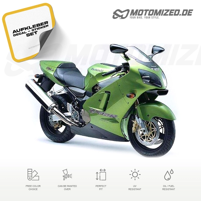 Kawasaki ZX-12R 2003 in grün mit Aufkleber-Dekor
