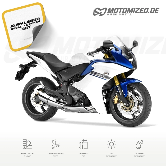 Honda CBR 600 F 2013 in weiß/blau mit Aufkleber-Dekor